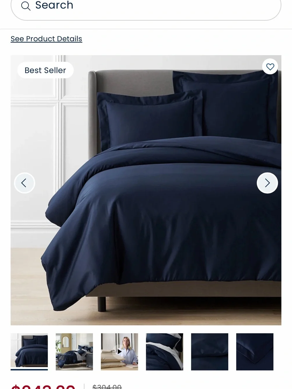 Company Store Supima Cotton Duvet Cover in deep navy